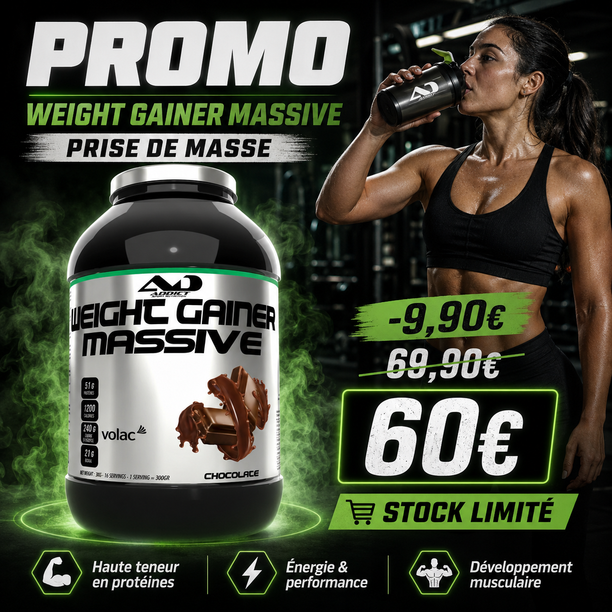 PROMO GAINER MASSIVE 5KG - ADDICT NUTRITION - Diét-éthique