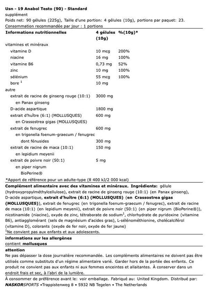 19 ANABOLIC TESTO - USN - Diét-éthique