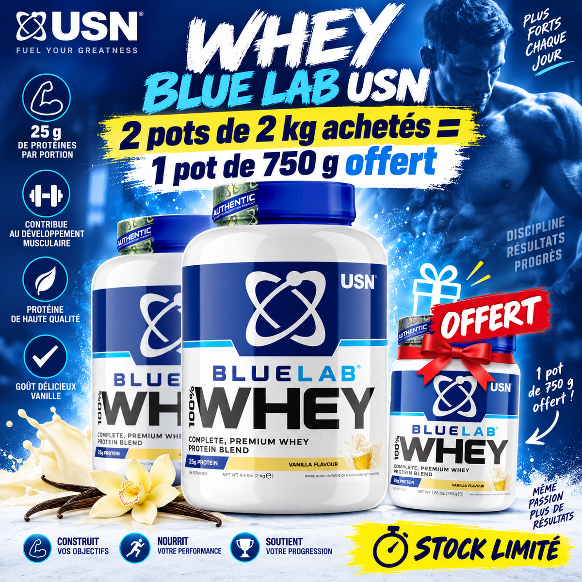 BLUE LAB 100% WHEY PREMIUM PROTEIN 2KG - USN