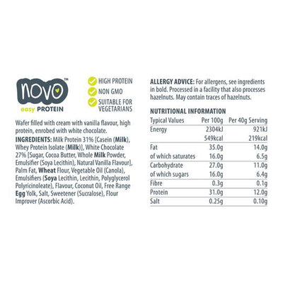 PROTEIN WAFER BARRE 40G - NOVO - Diét-éthique