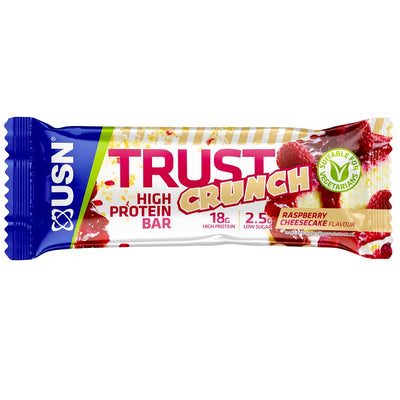 TRUST CRUNCH BARRE VEGAN  60g RASPEBERRY CHEESECAKE USN - Diét-éthique